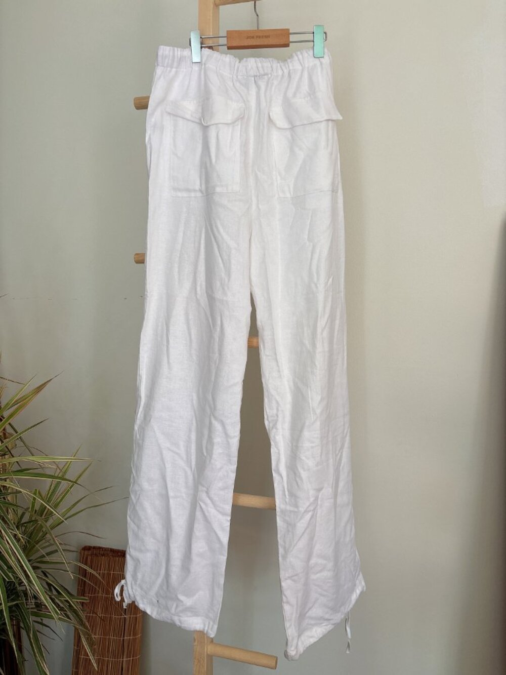 White Linen Drawstring Pants – Size Small - Picture 3 of 9